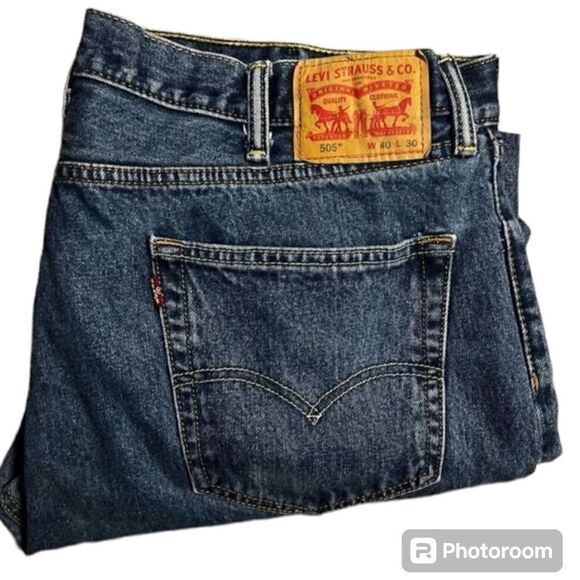 Levi’s 505 Men’s Size 40x30 Jeans Blue Denim Relaxed Fit Dark Wash Straight Leg - Picture 1 of 9